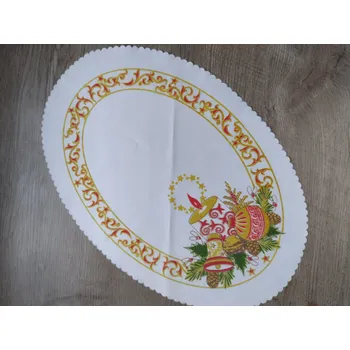 prostírání Klasický vánoční ubrousek na stůl oválný 25x45 cm