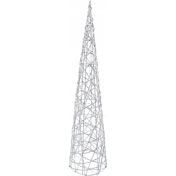 Vánoční dekorace LED vánoční stromeček kužel stříbrný svátky 80cm L