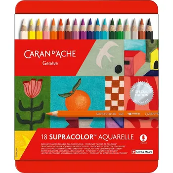 Kresba Akvarelové pastelky "Supracolor", 18 barev, šestihranné, CARAN D'ACHE 3888.
