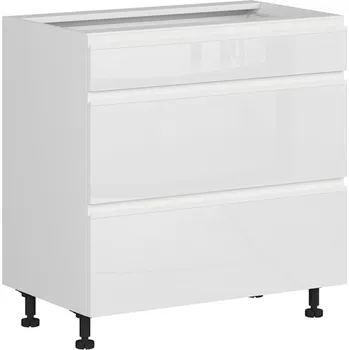 Kuchyňská skříňka Black red white Spodní skříňka se 3 zásuvkami kuchyně Sole D3S-80/82-2SFB/SFB Barva korpusu skříněk: Dub hikora, Zvolte barvu dvířek: Bílá lesk