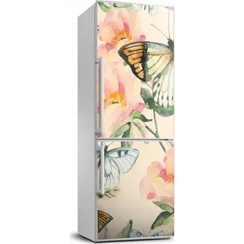 Fototapeta Samolepící dýha na ledničku Růže a motýli