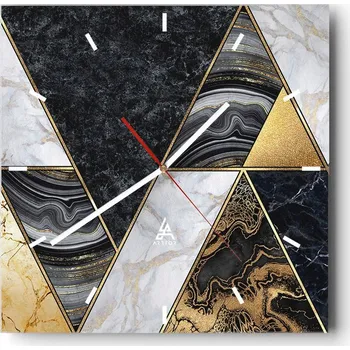 Hodiny Velké nástěnné hodiny na zeď 40x40 Glamour Skleněné hodiny Čtvercové Tiché