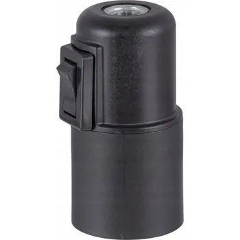 Objímka na žárovku Hladká objímka s vypínačem a zásuvkou pro žárovku E27 ČERNÁ