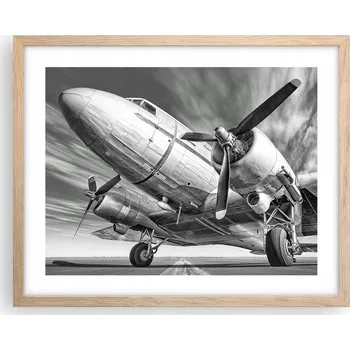 Obraz Obraz plakát na zeď v rámu světlý dub 50x40 letadlo foto do obýváku