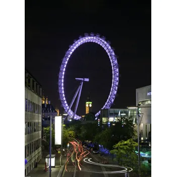 Obraz Plakát Londýnské oko v noci bez rámu 39,5 x 55 cm