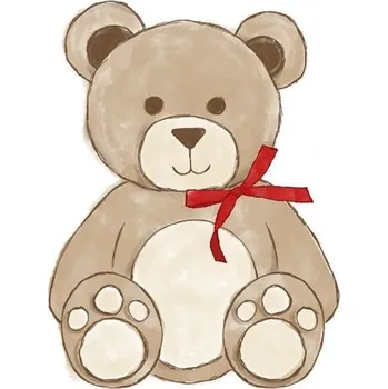 Samolepící dekorace SAMOLEPKA NA STĚNU MEDVÍDEK S ČERVENOU MAŠLÍ L