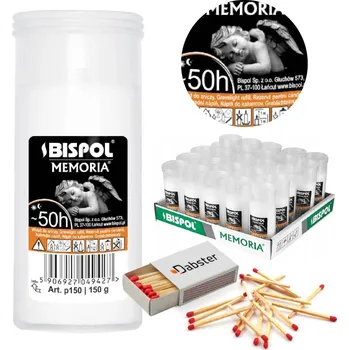 Svíčka Parafínová náplň do svíček do hřbitovních svíček BISPOL P150 50H 25 Ks + Zápalky DABSTER_PL 38 ks