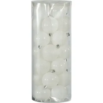 Vánoční dekorace Bílé vánoční vánoční baňky 28 ks, 6 cm