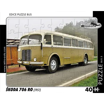 Puzzle Puzzle Kartonové 40 dílků EDICE RETRO-AUTA - AUTOBUS ŠKODA 706 RO (1951)