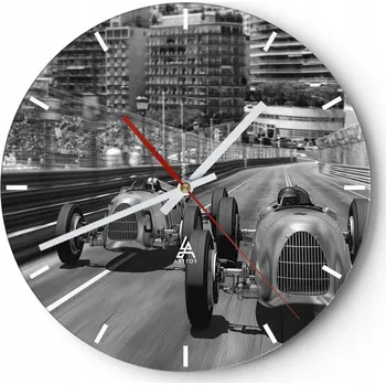 Hodiny Nástěnné hodiny do kuchyně 30x30 Motorismus Skleněné hodiny do obýváku Tiché
