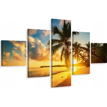 Obraz Pěti-dílný obraz ZÁPAD SLUNCE Pláž Krajina 250x150 cm