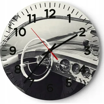 Hodiny Kuchyňské nástěnné hodiny 30x30 Loď Vintage Moderní Skleněné hodiny Tiché