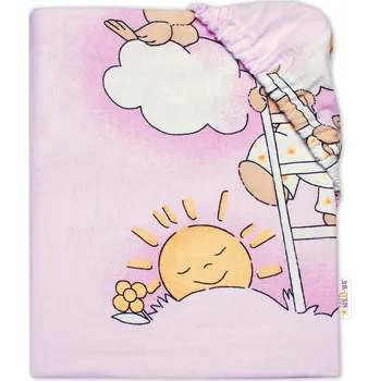 Prostěradlo Prostěradlo bavlna Premium, Medvídek na žebříku, růžové, 140x70cm