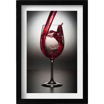 Obraz Dekorace obraz v černém rámu na zeď do obýváku kuchyně Sklenice vína 20x30 cm