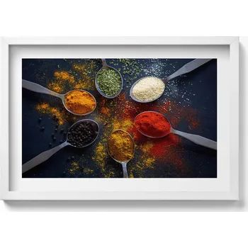 Obraz Elegantní obraz do obýváku Kuchyňské lžíce s barevným kořením 60x40 cm