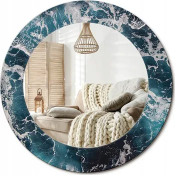 Zrcadlo Zrcadlo s potiskem do koupelny, kuchyně, předsíně, průměr 50 cm - Bouřlivé moře