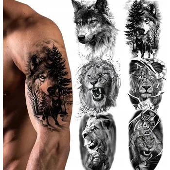 Odstranitelné tetování Smyvatelné dočasné tetování, 6 vzorů, VELKÉ 21*14.8cm 6 Ks