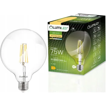 Žárovka LED žárovka E27 Kulička G95 8W = 75W 880lm 3000K Teplá bílá 360° FILAMENT LUMILED