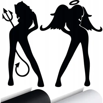 Samolepicí dekorace na vozidlo SAMOLEPKA na auto ĎÁBLICE ĎÁBEL ANDĚL 15x13