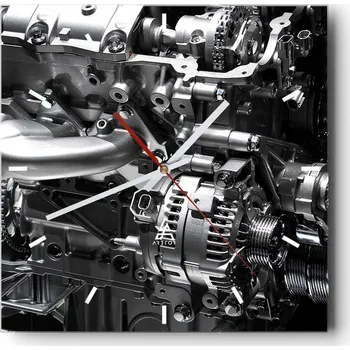 Hodiny Velké nástěnné hodiny na zeď 40x40 Motorismus Skleněné hodiny Tiché