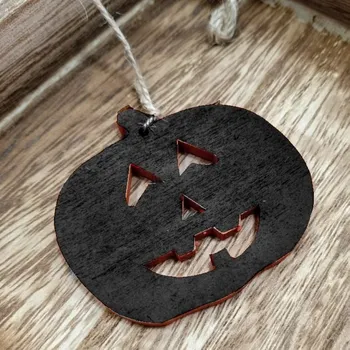 Party dekorace Dřevěná dýně - černá - sada 6ks