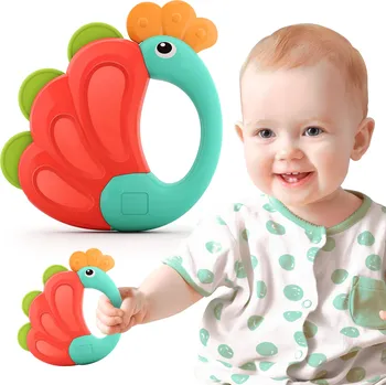 Chrastítko pro miminka, pro děti - páv, ptáček HOLA