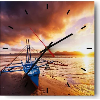 Hodiny Velké nástěnné hodiny 40x40 Krajina Skleněné hodiny Tiché