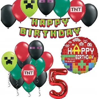 Balónek BALÓNKY sada na 5. narozeniny PIXEL TNT GAME