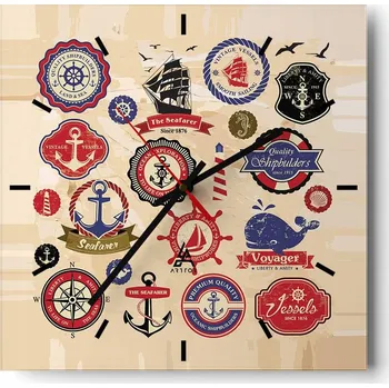 Hodiny Velké nástěnné hodiny 40x40 Moře Voda Skleněné hodiny Tiché