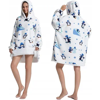 Dámská mikina TEPLÁ MIKINA DEKA OVERSIZE SILNÁ MIKINOVÁ DEKA TUČŇÁK S KAPUCÍ UNIVERZÁLNÍ