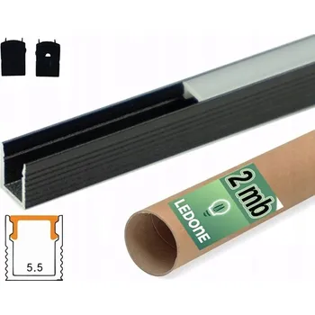 LED páska Sada 2m Úzký hliníkový profil povrchový ČERNÝ KRYT pro LED pásky