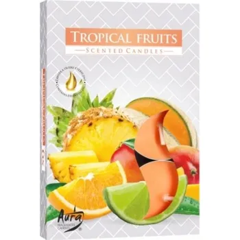 Svíčka Parafínové čajové svíčky Tropické ovoce Aura 6 ks