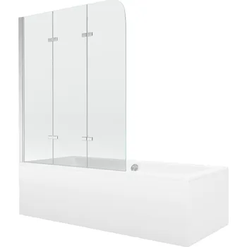 Vanová zástěna MEXEN/S - Cube obdélníková vana 170 x 80 cm s panelem + vanová zástěna 120, transparent, chrom 550517080X9012030100