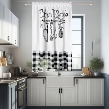 Závěs Dekorační krátký vzorovaný závěs s řasící páskou COOKS 145x160 cm (cena za 1 kus) MyBestHome