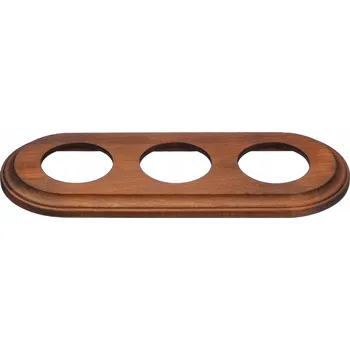 Elektrická zásuvka Rámeček dřevěný trojitý pro zásuvky a vypínače pod omítku, tmavé dřevo