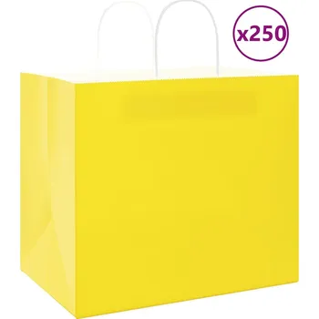 Dárková taška vidaXL Papírové tašky 250 ks s uchy 32x22x28 cm [4101624] Barva: Žlutá