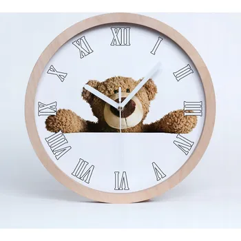 Hodiny Nástěnné kuchyňské hodiny s motivem plyšového medvídka, průměr 20 cm