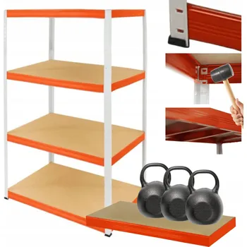 Dílenský regál Kovový regál do skladu, garáže HELIOS 180x120x30cm, 4 police, nosnost 350kg PL