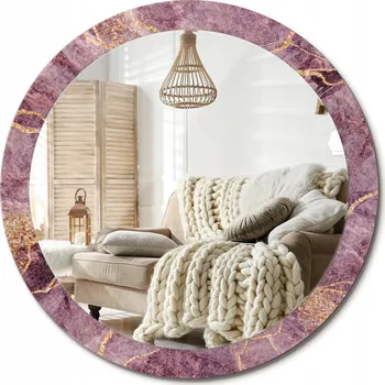 Zrcadlo Zrcadlo s ozdobným skleněným rámem s potiskem Imitace mramoru o průměru 90 cm