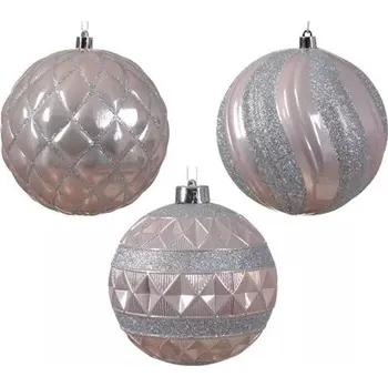 Vánoční ozdoba Vánoční Koule kulatá na vánoční stromeček růžová lesklá/třpytivá 12 cm