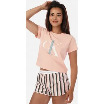 Dámské oblečení CALVIN KLEIN DÁMSKÉ PYŽAMO ORANŽOVÉ S LOGEM M