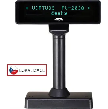 Pokladní software Virtuos VFD zákaznický displej Virtuos FV-2030B 2x20 9mm, serial, černý EJG1005