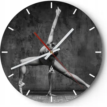 Hodiny Nástěnné hodiny do kuchyně 30x30 Gymnastika Skleněné hodiny do obýváku Tiché