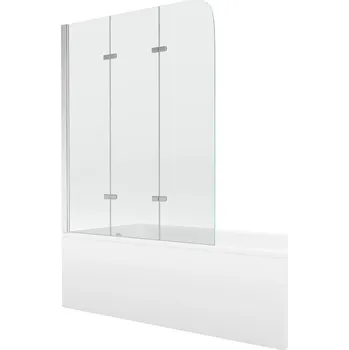 Vanová zástěna MEXEN/S - Cubik obdélníková vana 150 x 70 cm s panelem + vanová zástěna 120, transparent, chrom 550315070X9012030100