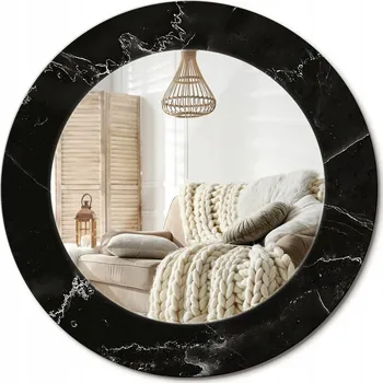 Zrcadlo Loftové zrcadlo s ozdobným skleněným rámem Vzhled mramoru, průměr 50 cm