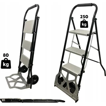 Žebřík Schodišťový transportní vozík Allbe 80 kg / žebřík 250 kg 3 stupně