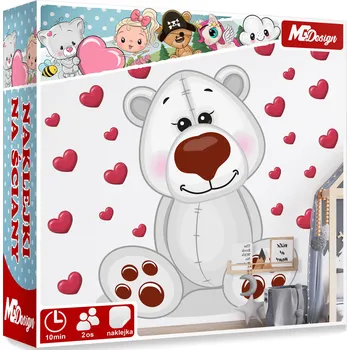 Samolepící dekorace XXL VELKÁ Samolepka na stěnu MEDVÍDEK SRDCE 115x96