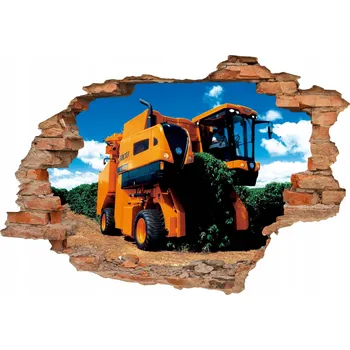 Fototapeta Nálepka pro děti 3D DÍRA ve zdi zemědělské stroje - KOMBAJN