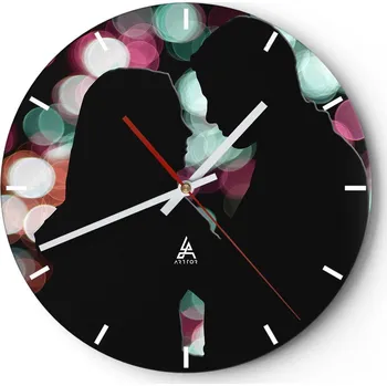 Hodiny Nástěnné hodiny do kuchyně 30x30 Lidé Skleněné hodiny do obýváku Loft Tiché