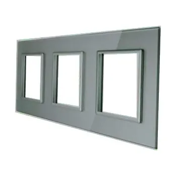 Elektrická zásuvka SKLENĚNÝ RÁMEČEK TROJITÁ ŠEDÁ OBJÍMKA 3